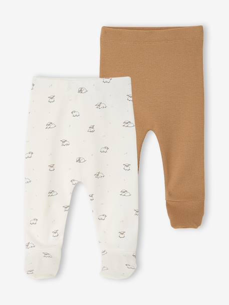 Bébé-Lot de 2 pantalons naissance à pieds