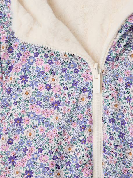 Coupe-vent fille à capuche réversible léopard/sherpa beige+vanille - vertbaudet enfant 