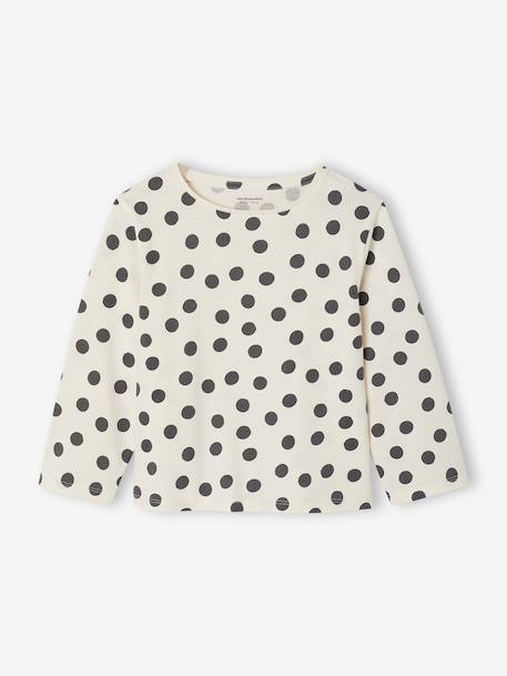 Set van 3 BASICS meisjesshirts met lange mouwen antraciet+ecru+grijsblauw+indigoblauw+koraal+zachtpaars - vertbaudet enfant 