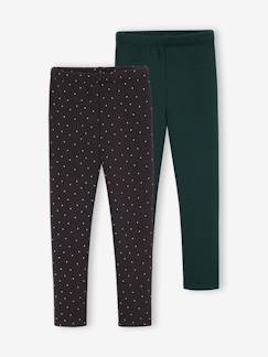 -Set van 2 leggings gevoerd met fleece mesh voor meisjes