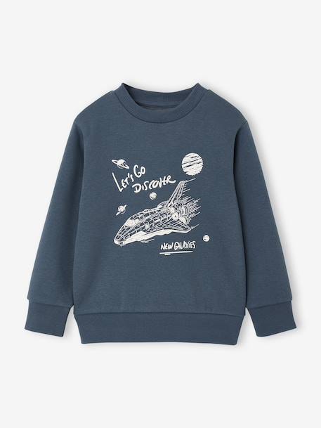 Jongenssweater met print voorop gemêleerd rood+gemêleerd wit+nachtblauw - vertbaudet enfant 