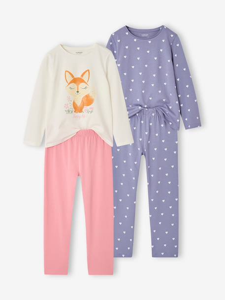 Set van 2 lange meisjespyjama's ecru - vertbaudet enfant 
