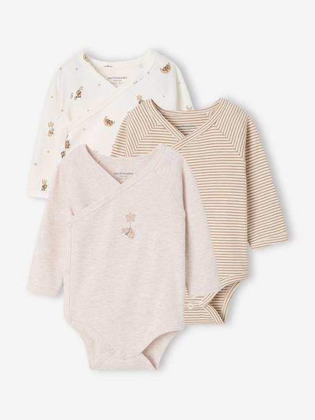 Lot de 3 bodies naissance manches longues cappuccino - vertbaudet enfant 