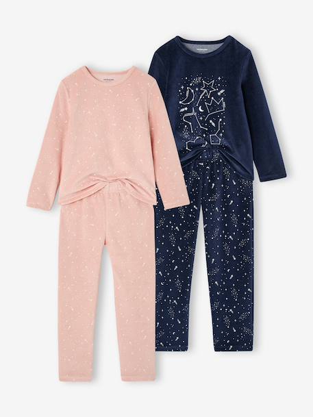 Lot de 2 pyjamas fille long rose poudré - vertbaudet enfant 