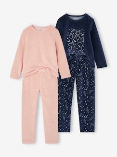 Meisje-Pyjama, pyjamapakje-Set van 2 lange velours pyjama's