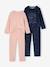Set van 2 lange velours pyjama's roze (poederkleur) - vertbaudet enfant 