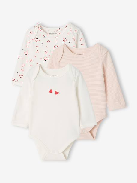 Lot de 3 bodies manches longues bébé écru - vertbaudet enfant 