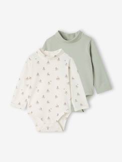 -Lot de 2 bodies col roulé bébé garçon