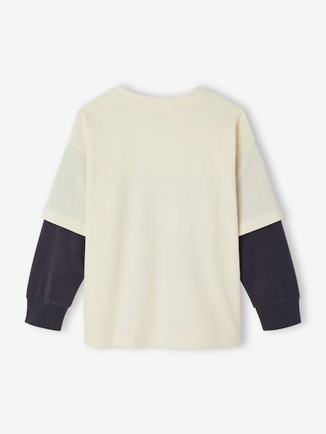 T-shirt met laagjeseffect voor jongen ecru - vertbaudet enfant 