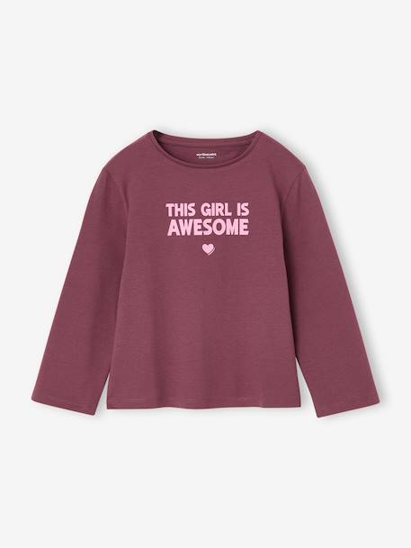 Set van 3 BASICS meisjesshirts met lange mouwen antraciet+ecru+grijsblauw+indigoblauw+koraal+zachtpaars - vertbaudet enfant 