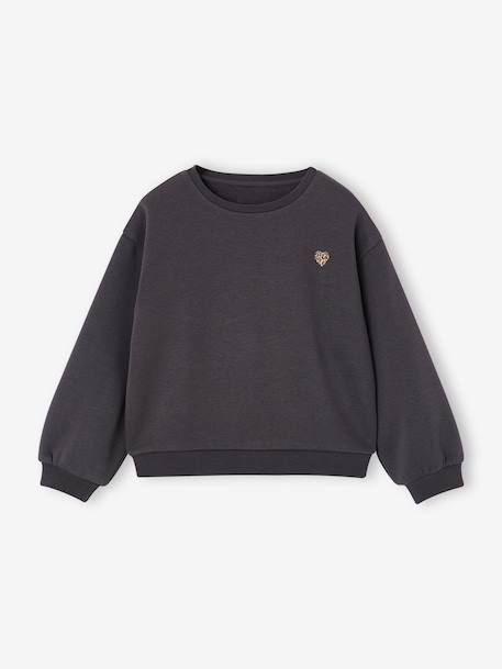 Sweat fille motif imprimé anthracite+corail+encre+pivoine+sauge+vanille+violet+violine - vertbaudet enfant 