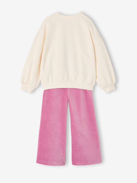 Ensemble fille sweat et pantalon anthracite+écru - vertbaudet enfant 
