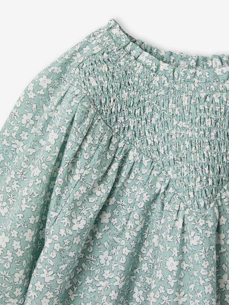 Blouse fille manches smockées ivoire+rose pâle+vanille+vert sauge - vertbaudet enfant 