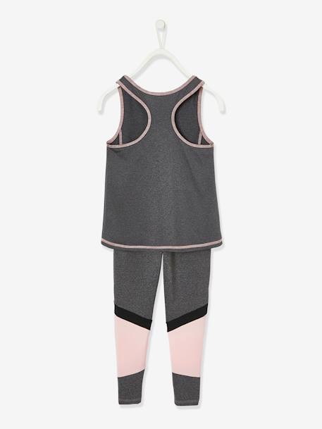 Sportset met onderhemd + legging van technisch materiaal Gechineerd donkergrijs - vertbaudet enfant 