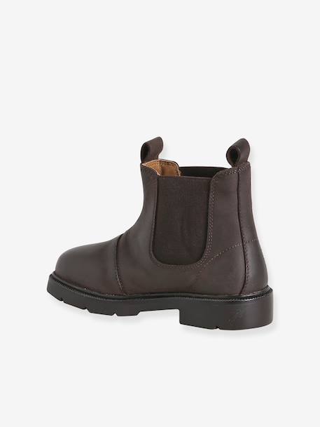 Jongensboots van leer met elastiek donkerbruin - vertbaudet enfant 