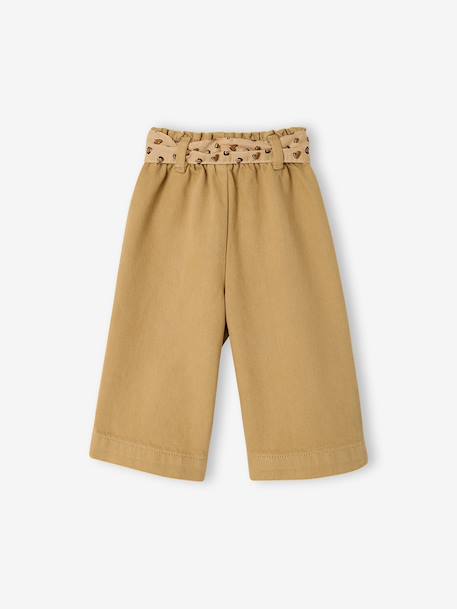 Pantalon bébé fille large ceinture à nouer beige+caramel+violine - vertbaudet enfant 