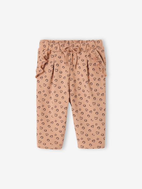 Fleece-pantalon voor meisjesbaby beige+ecru+roest+rozen - vertbaudet enfant 