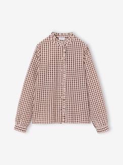 Meisje-Hemd, blouse, tuniek-Meisjesblouse met ruches, lange mouw