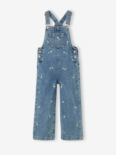 Geborduurde tuinbroek van denim jeansblauw - vertbaudet enfant 