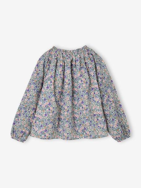 Blouse voor meisjes met gesmokte mouwen ivoor+lichtroze+saliegroen+vanille - vertbaudet enfant 