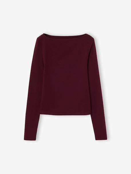 Lot de 2 t-shirts en côtes fille bordeaux+gris chiné+vert anglais - vertbaudet enfant 