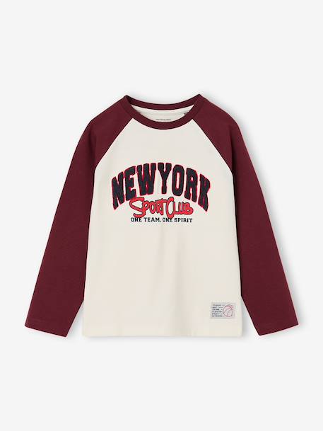 Jongensshirt met raglanmouwen bordeauxrood - vertbaudet enfant 