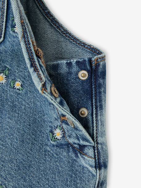 Geborduurde tuinbroek van denim jeansblauw - vertbaudet enfant 