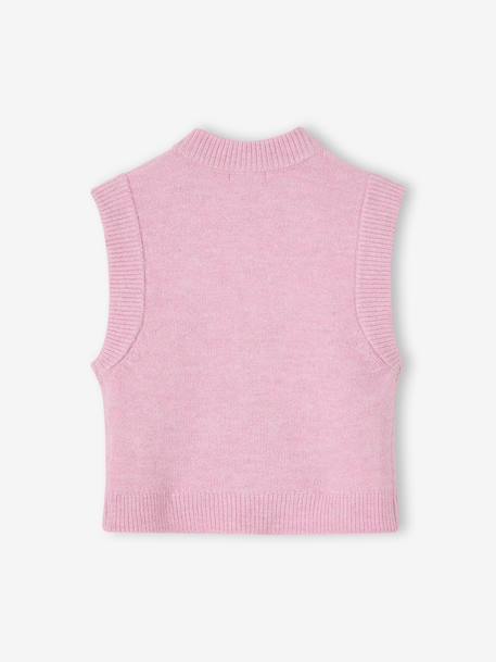 Gilet sans manches fille boutonné devant lilas+vanille - vertbaudet enfant 