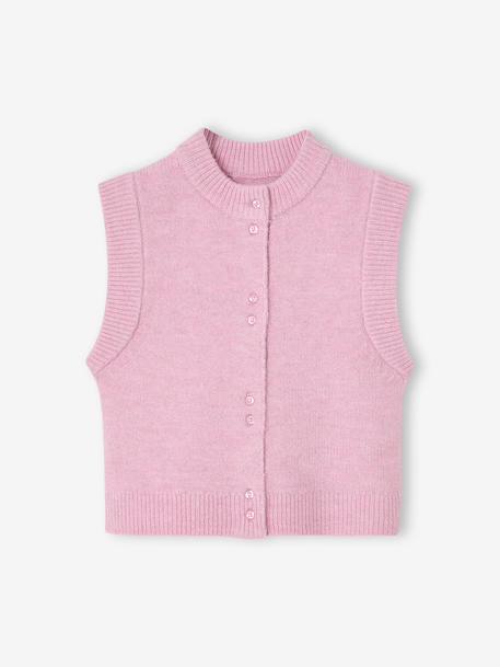 Mouwloos meisjesvest met knopen lila+vanille - vertbaudet enfant 