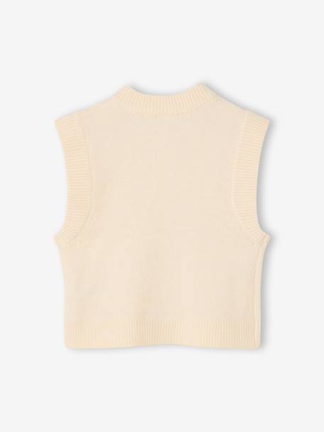 Mouwloos meisjesvest met knopen lila+vanille - vertbaudet enfant 