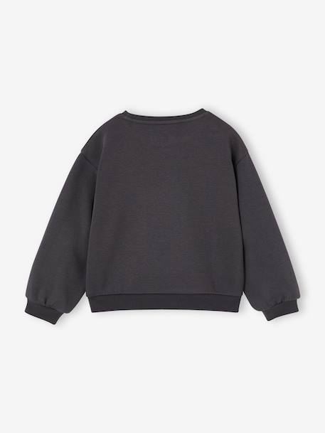 Basic meisjessweater met motief antraciet+donkerpaars+koraal+paars+pioenroos+salie+vanille - vertbaudet enfant 