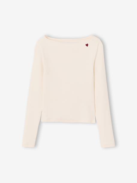 Lot de 2 t-shirts en côtes fille bordeaux+gris chiné+vert anglais - vertbaudet enfant 