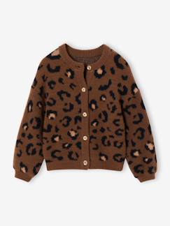 -Gilet fille motif animalier maille mousseuse 