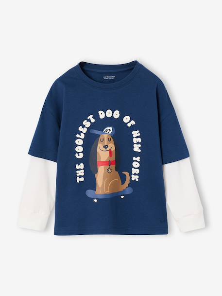 T-shirt manches longues garçon effet superposé marine - vertbaudet enfant 