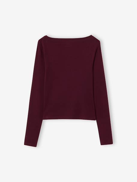 Lot de 2 t-shirts en côtes fille bordeaux+gris chiné+vert anglais - vertbaudet enfant 