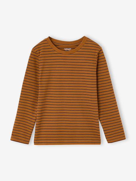 Lot de 3 T-shirts manches longues garçon caramel+lilas+rouille+vert sauge - vertbaudet enfant 