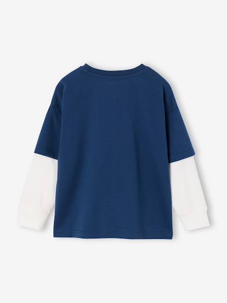 T-shirt manches longues garçon effet superposé marine - vertbaudet enfant 