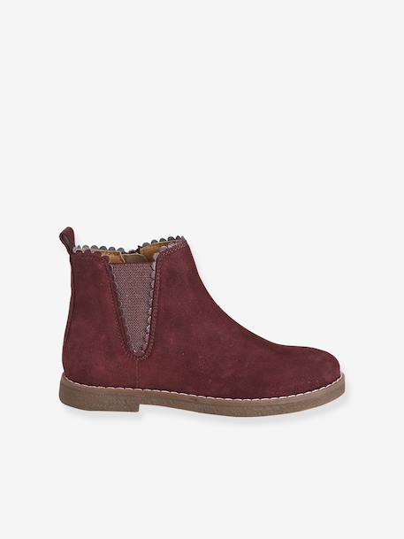 Leren laarsjes met elastiek voor meisjes bordeauxrood+goud+kameel+marineblauw - vertbaudet enfant 
