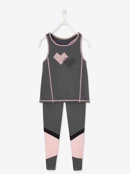 Ensemble de sport débardeur + legging fille matière technique gris chine fonce - vertbaudet enfant 
