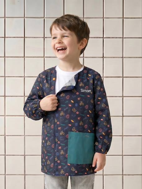 Tablier garçon zippé personnalisable bleu nuit - vertbaudet enfant 