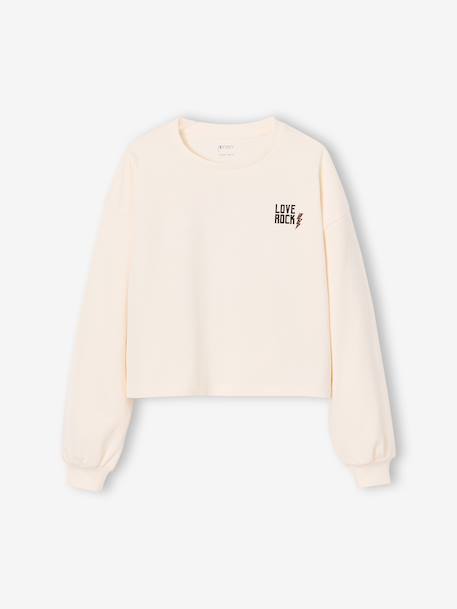 Tee-shirt cropped fille motif dos écru+vanille - vertbaudet enfant 