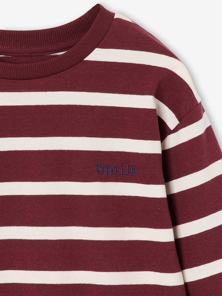 Tee-shirt rayé manches longues garçon bleu nuit+bordeaux+écru - vertbaudet enfant 