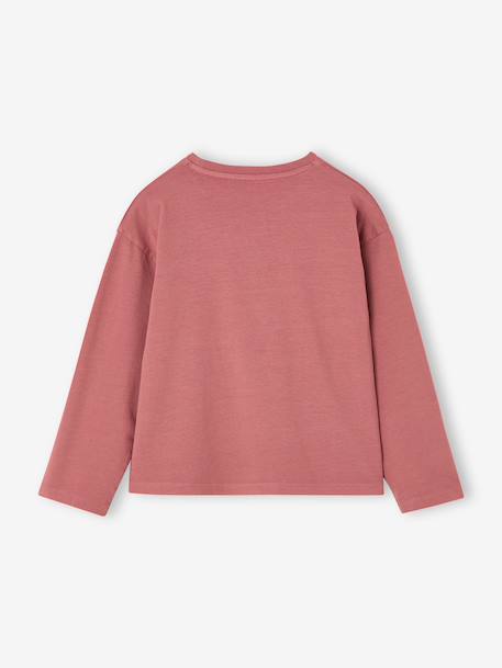 T-shirt manches longues fille anthracite+écru+vieux rose - vertbaudet enfant 