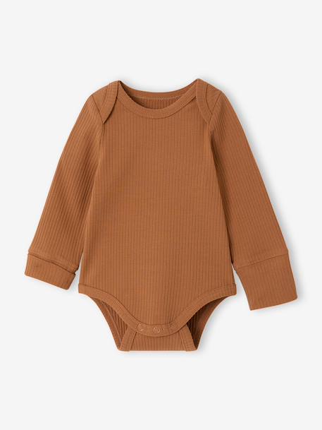 Set van 3 babybody's met lange mouwen karamel - vertbaudet enfant 