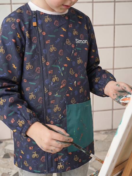 Tablier garçon zippé personnalisable bleu nuit - vertbaudet enfant 