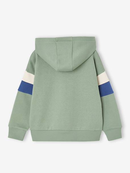 Sweat garçon à capuche motif placé blanc+marine+noix de pécan+vert sauge - vertbaudet enfant 