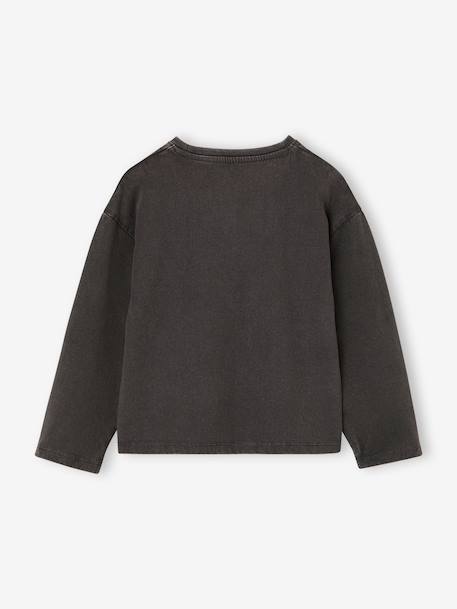 T-shirt manches longues fille anthracite+écru+vieux rose - vertbaudet enfant 