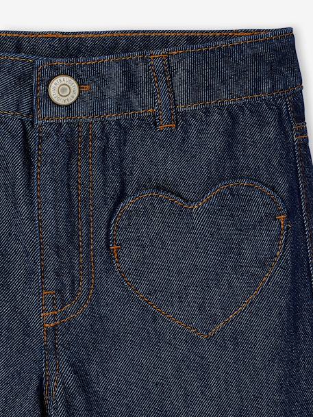Jean large fille bleu moyen+denim brut - vertbaudet enfant 