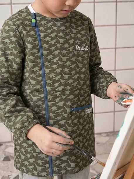 Tablier garçon zippé personnalisable kaki - vertbaudet enfant 
