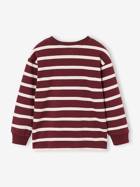 Tee-shirt rayé manches longues garçon bleu nuit+bordeaux+écru - vertbaudet enfant 